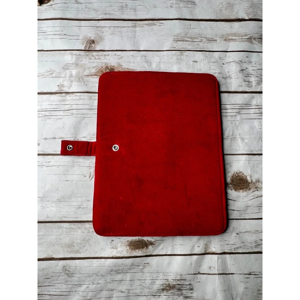 Lands End Tablet Sleeve Red Ivory Houndstooth Needlepoint Monogram S OS